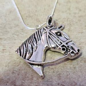 New silver plated horse necklace